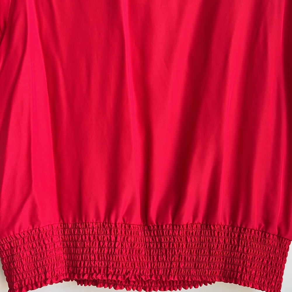 Vintage Laura & Jayne Collection Red Button up Smocked Hem blouse - Picture 10 of 11